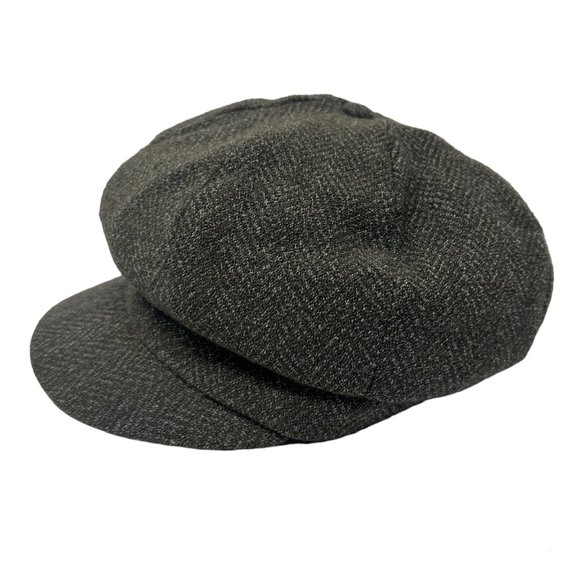 Vintage Crown Cap Signature L Brown Grey Tweed Newsboy Flatcap Hat Cap Cadet - Picture 4 of 12